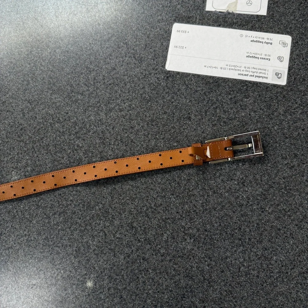 Talbots Belt Womens Medium Brown Excellent Leather Perforated Made in Italy